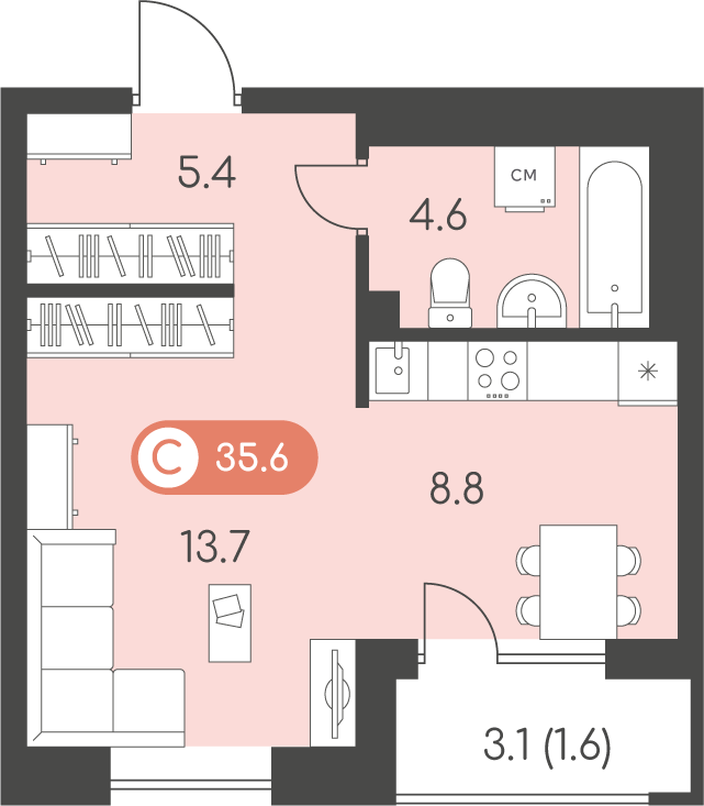 Планировка Студия